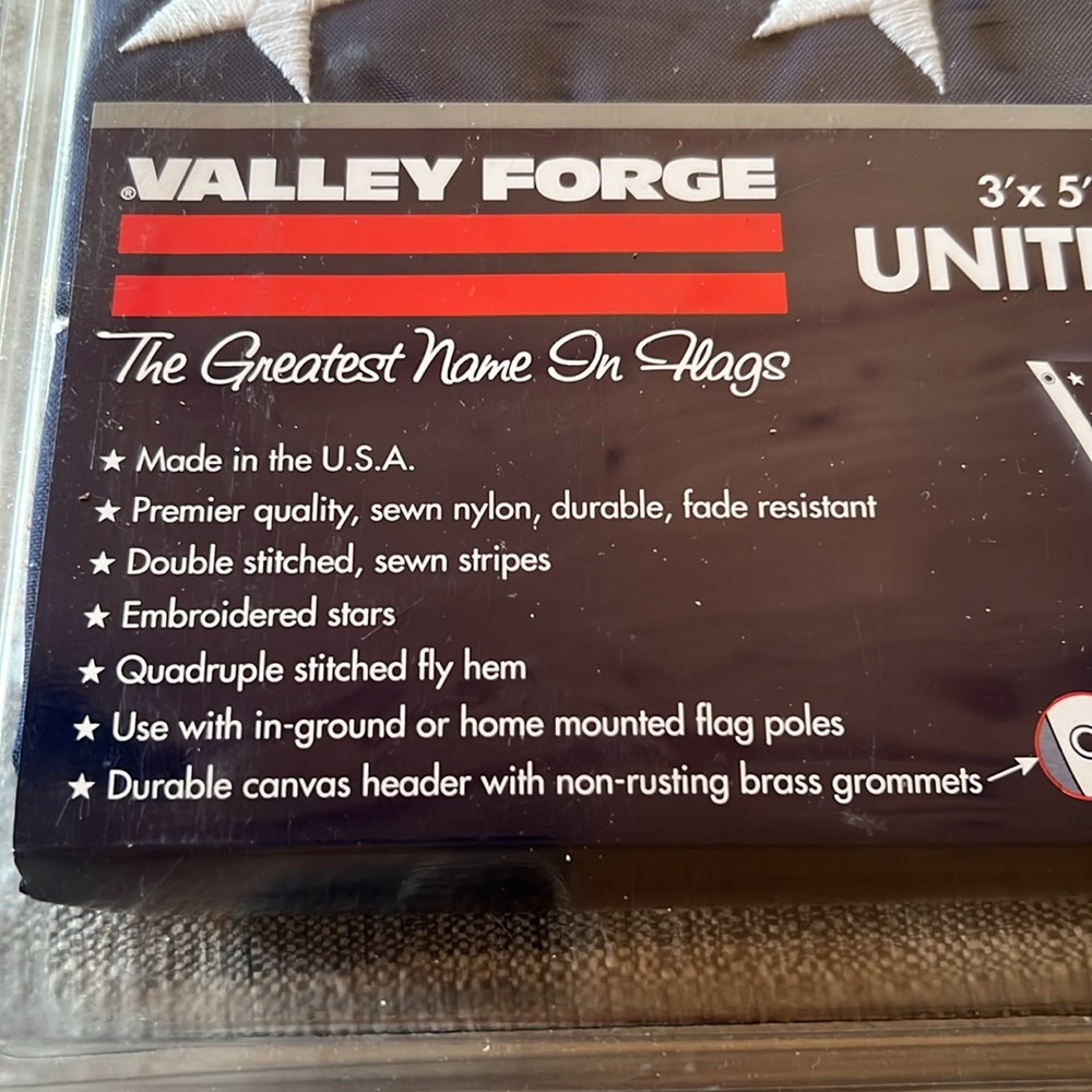 NEW in package Valley Forge 3x5 Flag Woven Embroidered Made in USA NEW - Picture 5 of 5